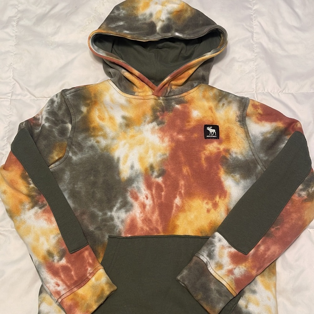 abercrombie kids Olive, Rust & Yellow Tie-Dye Hoodie